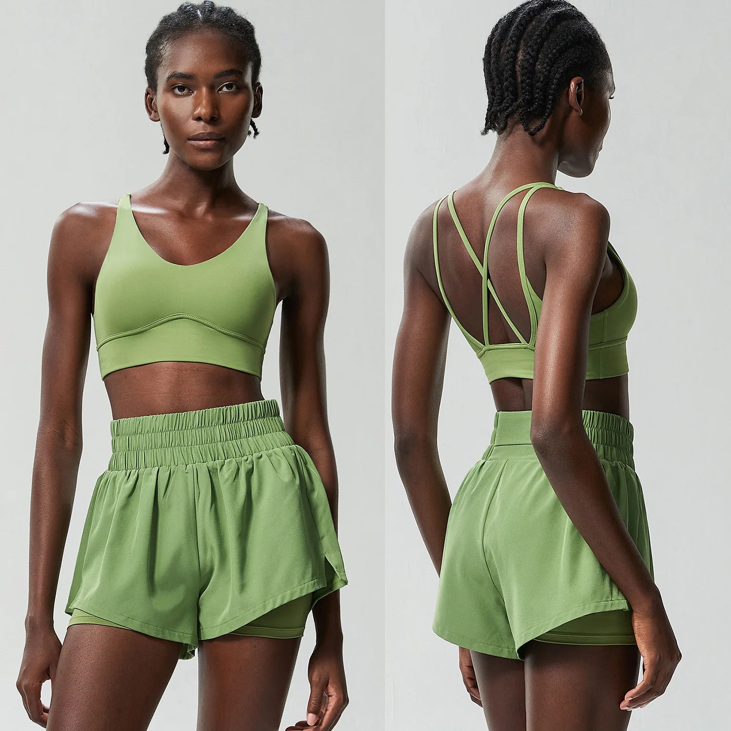 Conjunto Fitness Feminino 2 Peças Fit Diamond – Shorts + Top Summer Respirável