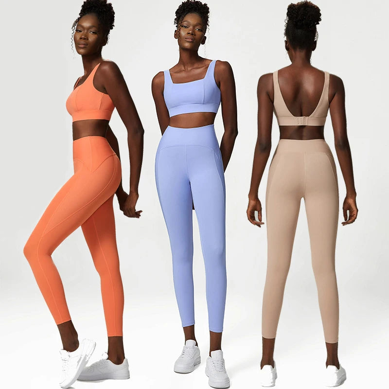 Conjunto Fitness Feminino 2 Peças Fit Diamond – Top + Legging Cintura Alta Slim Fit
