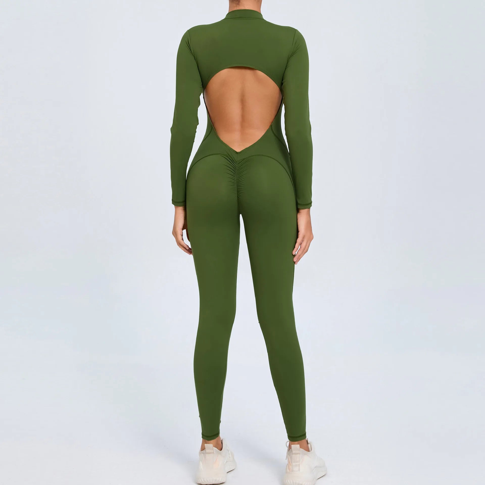 Macacão Fitness Feminino Longo – Manga Comprida, Decote Aberto & Zíper Frontal | One Piece Fit Diamond