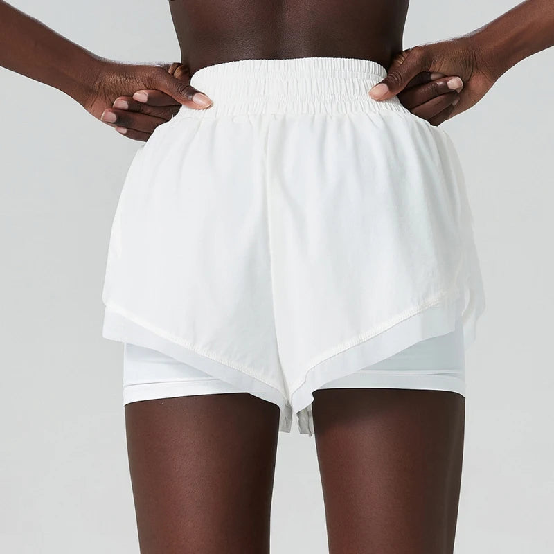 Shorts Feminino Fit Diamonds Summer 2 em 1 — Cintura Alta, Forro Interno Compressivo e Secagem Rápida