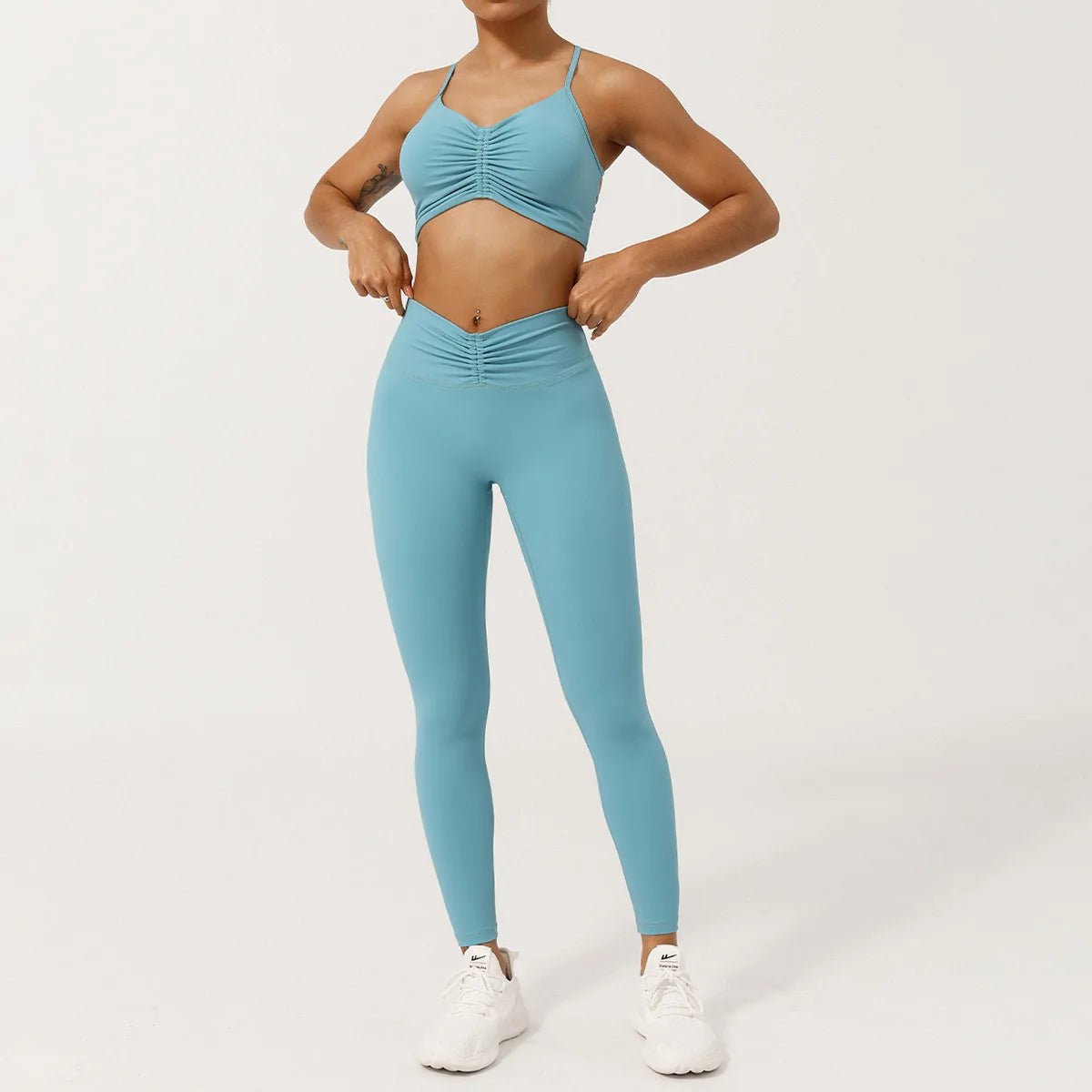 Conjunto Fit Diamond Seamless 2 Peças Top Cropped sem Costura e Calça Legging