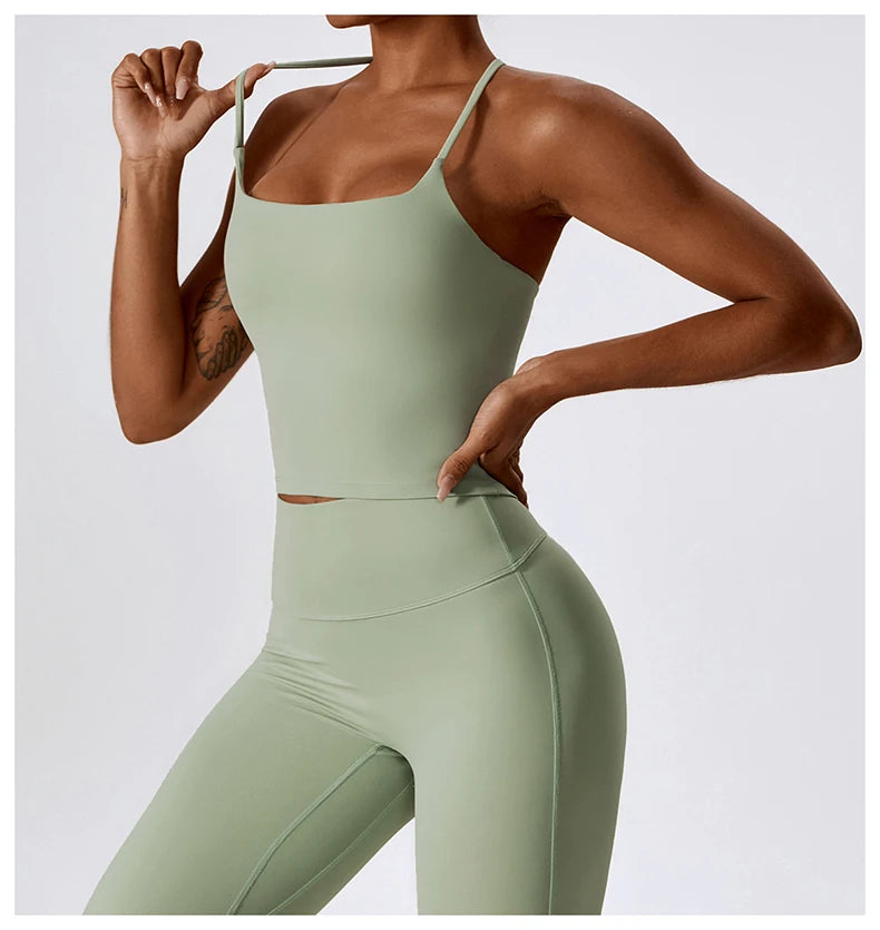 Top Feminino Fit Diamonds Buttery Soft — Bojo Removível, Costas Cruzadas e Toque de Segunda Pele