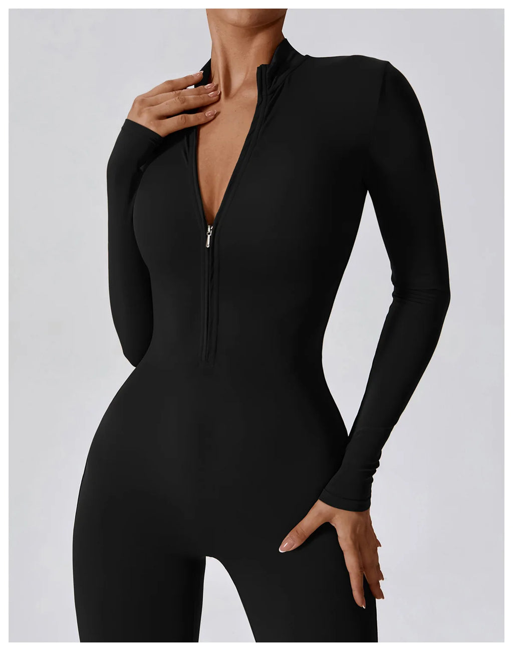 Macacão Fitness Feminino Manga Longa com Zíper – Push Up One Piece | Fit Diamond