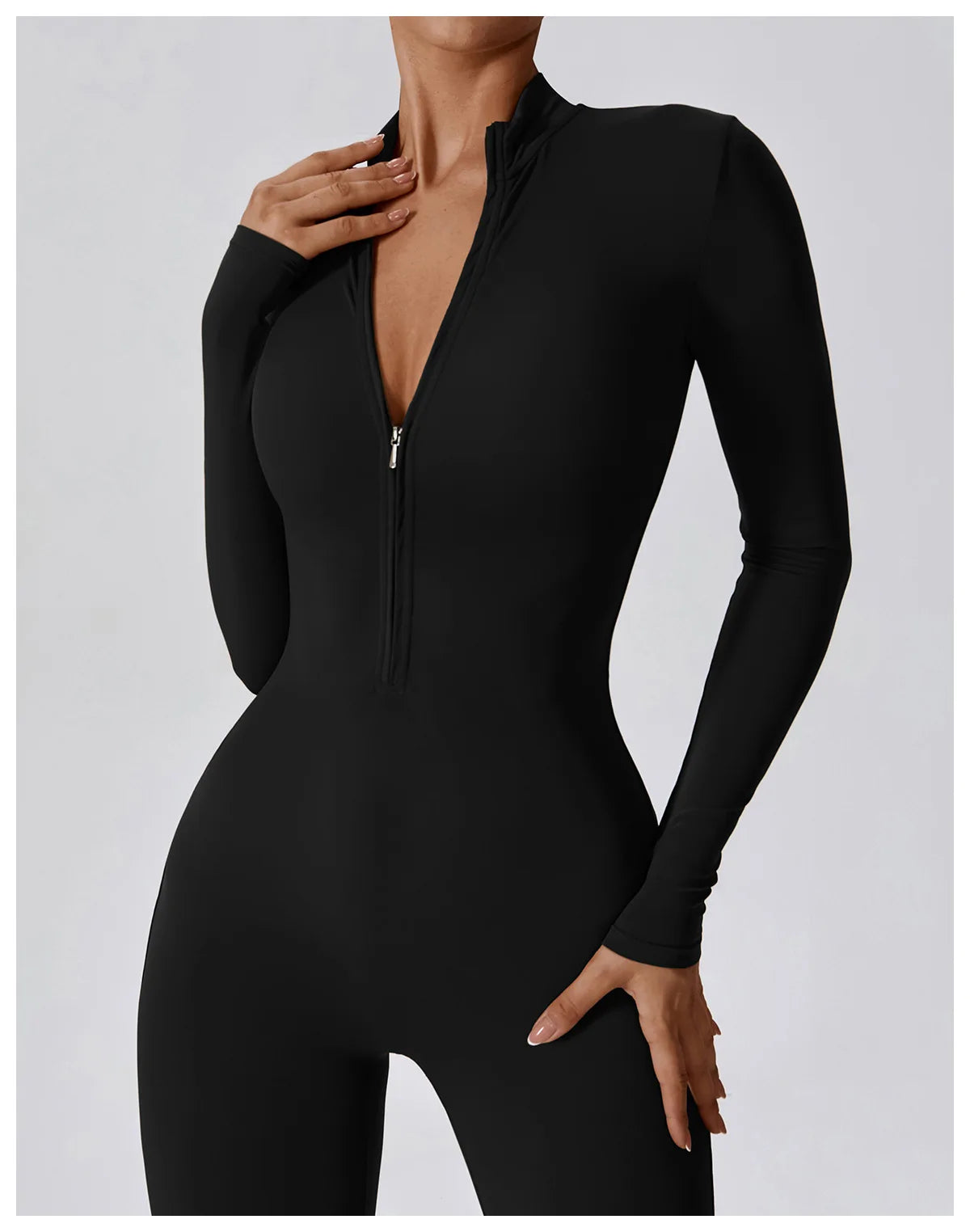 Macacão Fitness Feminino Manga Longa com Zíper – Push Up One Piece | Fit Diamond