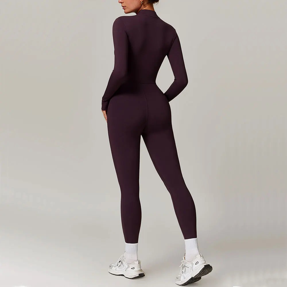 Macacão Fitness Feminino Manga Longa com Zíper – Push Up One Piece | Fit Diamond