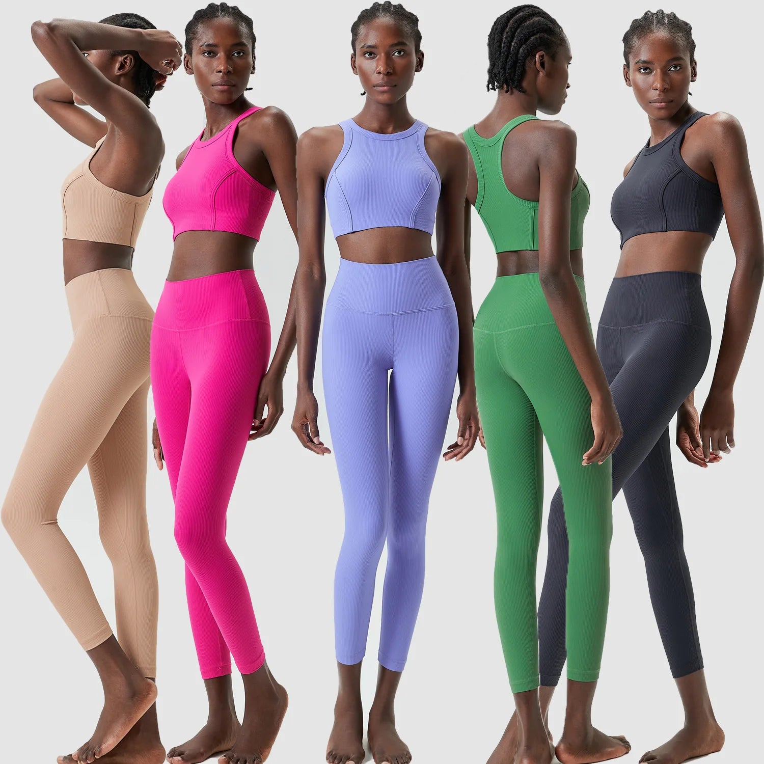Conjunto Fitness Top e Calça Feminino 2 Peças Fit Diamond – Ribbed Slim Fit Alta Sustentação