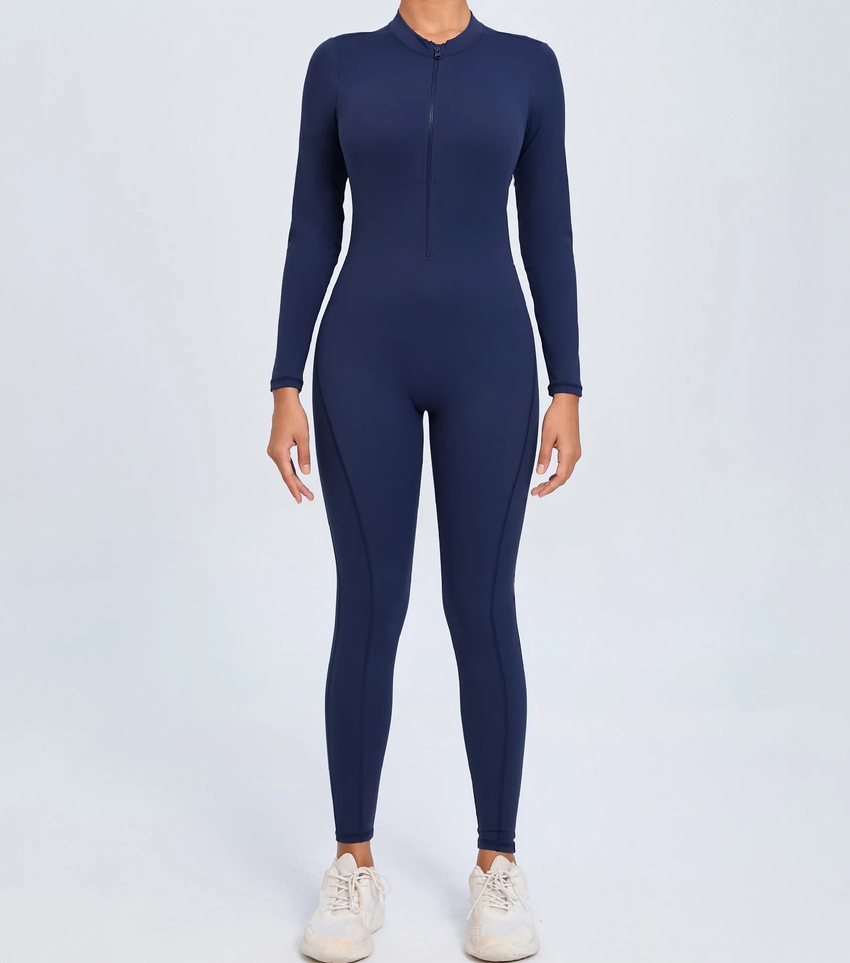 Macacão Fitness Feminino Longo – Manga Comprida, Decote Aberto & Zíper Frontal | One Piece Fit Diamond