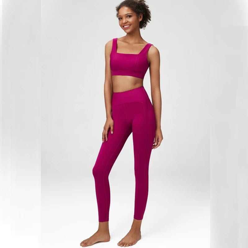 Conjunto Fitness Feminino 2 Peças Fit Diamond – Top + Legging Cintura Alta Slim Fit