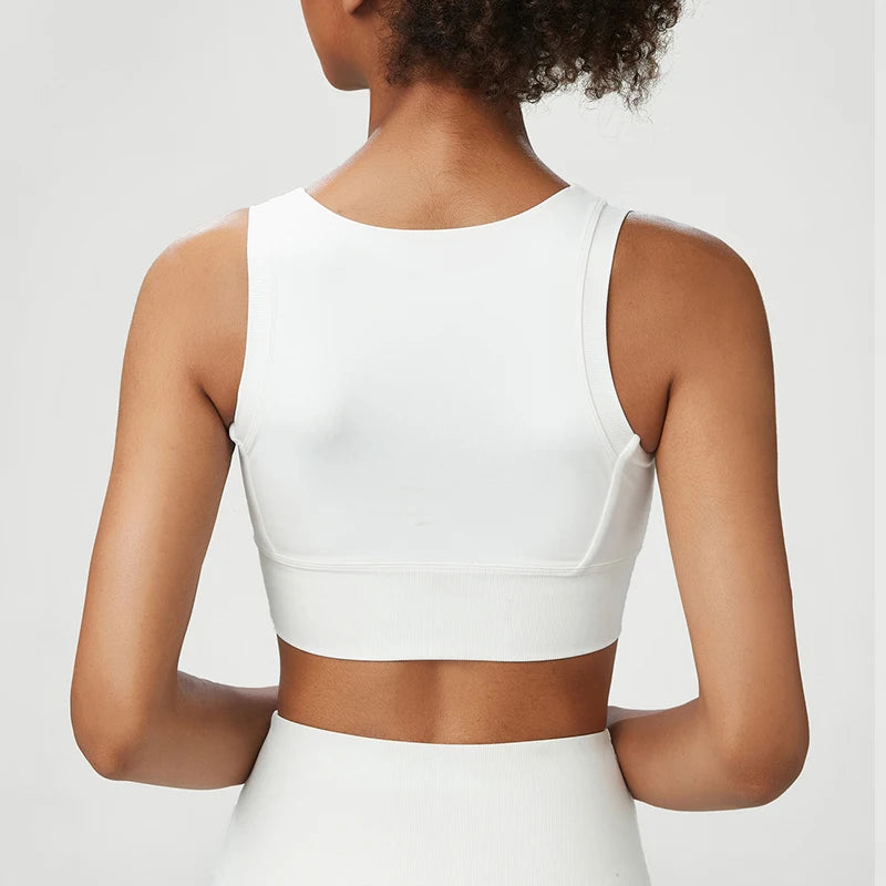 Top Fit Diamond Round Neck Crop Bra Conforto, Praticidade e Estilo Minimalista