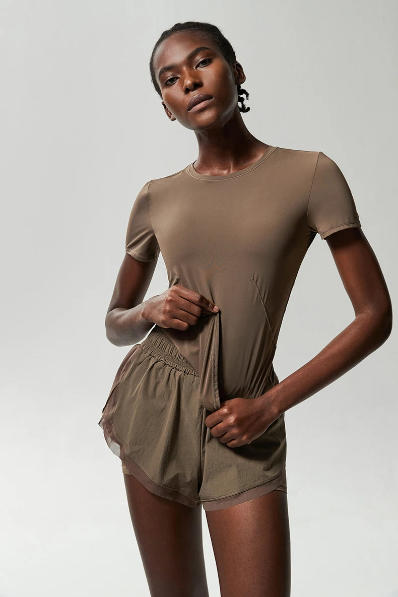Conjunto Fitness Blusa e Short Feminino 2 Peças Fit Diamond – Summer Shorts + Blusa em Lycra