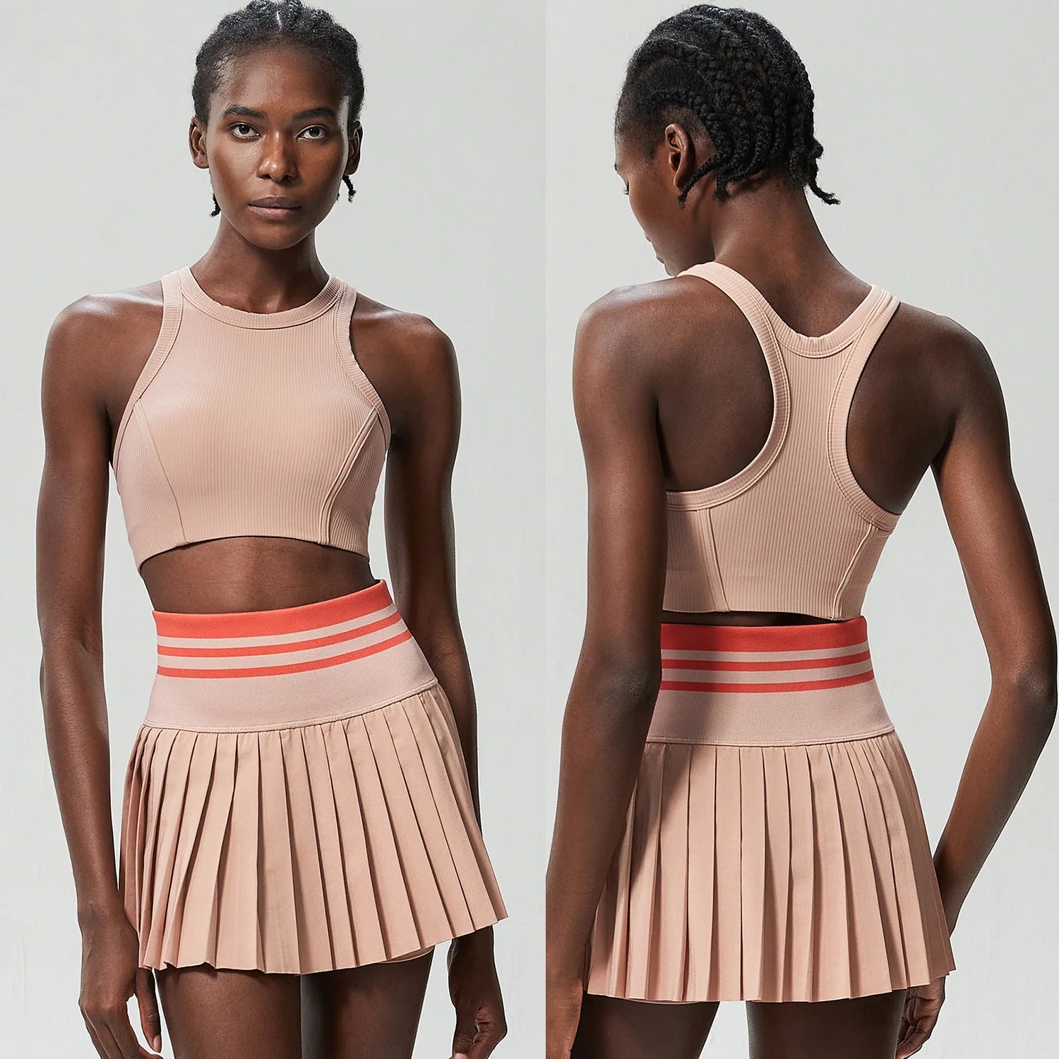 Conjunto Fitness Feminino 2 Peças Fit Diamond – Saia Shorts + Top Slim Fit