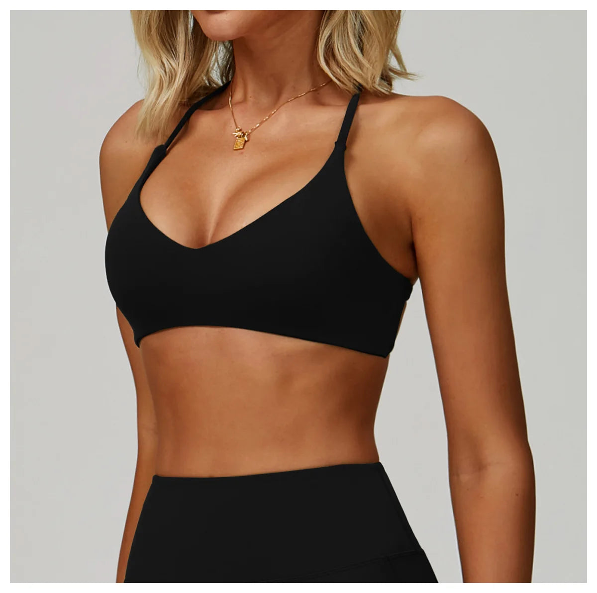 Top Esportivo Feminino Fit Diamond | Cross Shoulder Push Up, Secagem Rápida e Suporte Shockproof