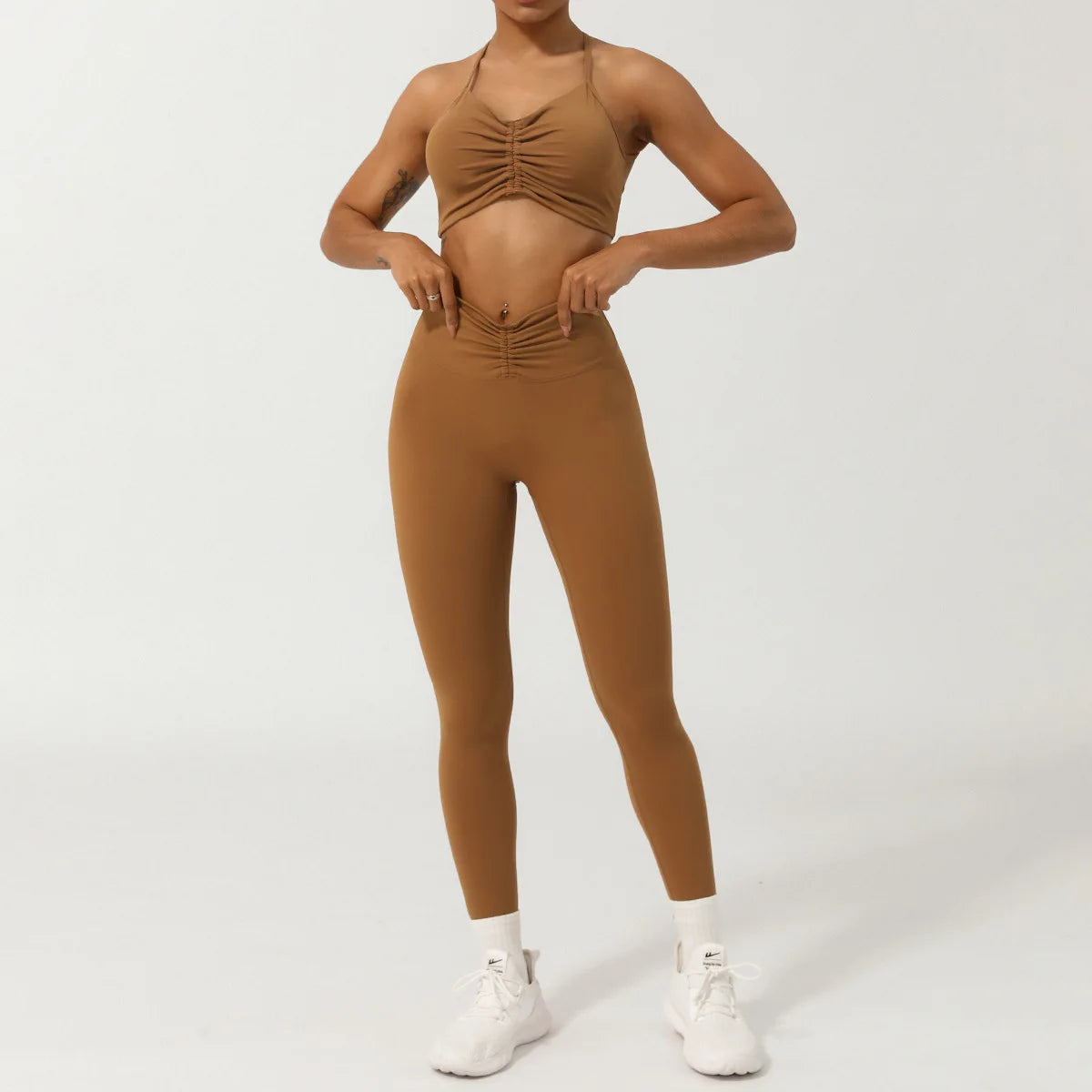 Conjunto Fit Diamond Seamless 2 Peças Top Cropped sem Costura e Calça Legging