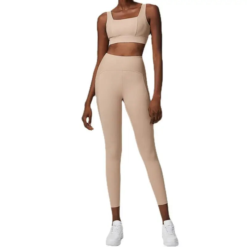 Conjunto Fitness Feminino 2 Peças Fit Diamond – Top + Legging Cintura Alta Slim Fit