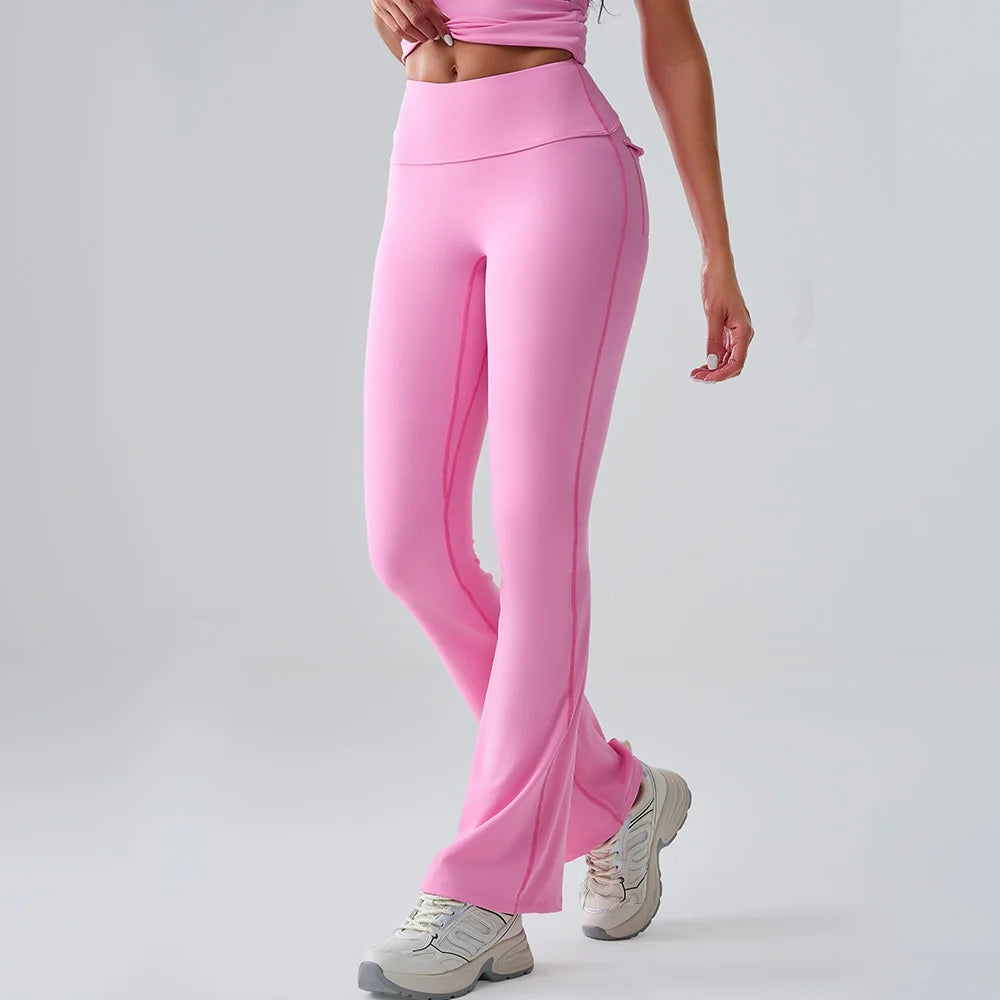 Calça Flare Fitness Push Up – Cintura Alta, Super Elástica, com Bolsos e Boca de Sino
