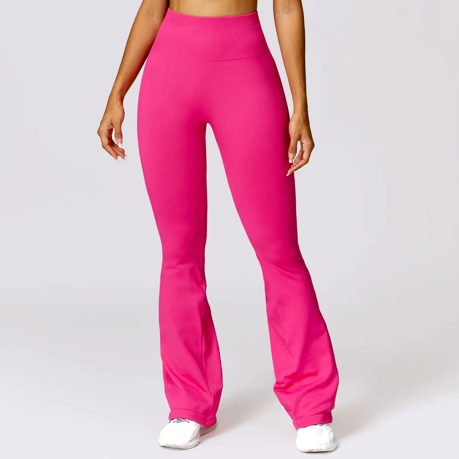 Calça Flare Feminina Sem Costura – Cintura Alta, Modelagem Confortável, Ideal para Yoga e Academia