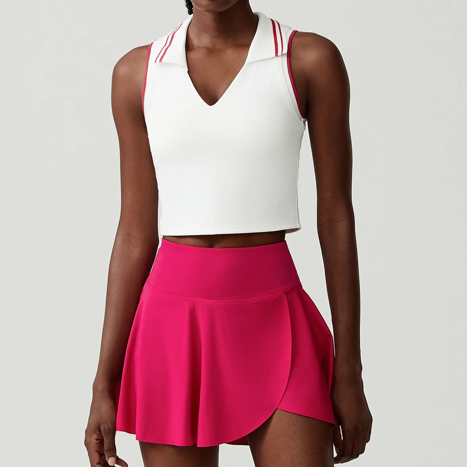 Conjunto Fitness Feminino 2 Peças Fit Diamond – Saia-Short 2 em 1 Summer Tennis