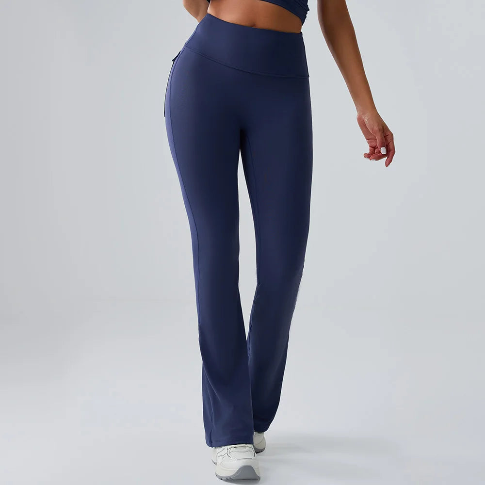 Calça Flare Fitness Push Up – Cintura Alta, Super Elástica, com Bolsos e Boca de Sino