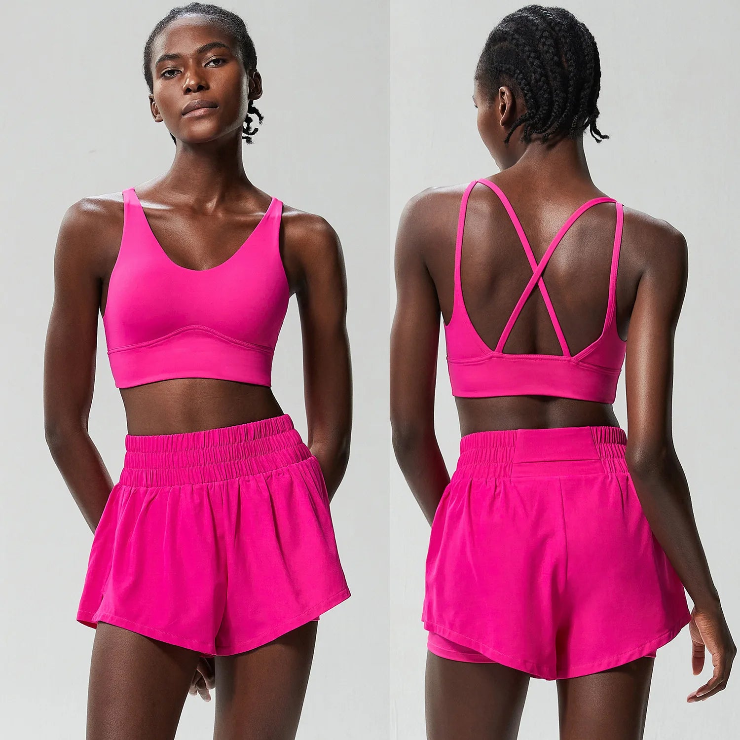 Conjunto Fitness Feminino 2 Peças Fit Diamond – Shorts + Top Summer Respirável
