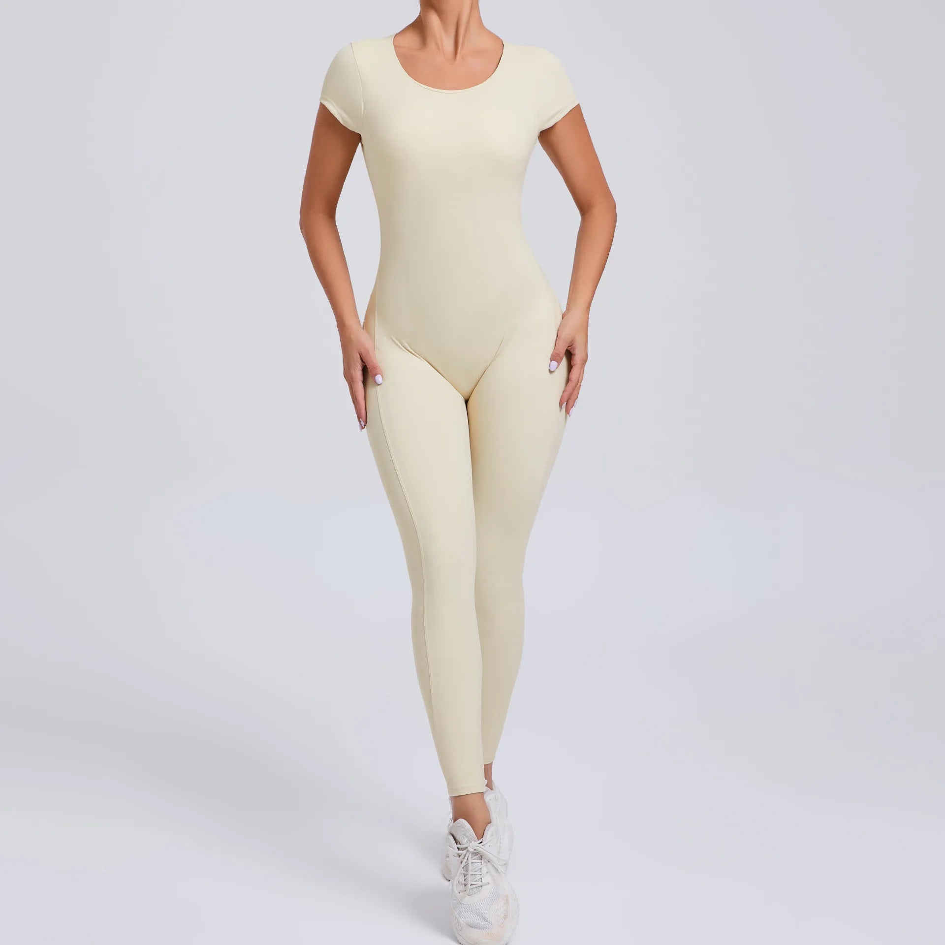 Macacão Fitness Feminino One Piece – Manga Curta, Modelagem Push Up, Yoga & Treino Fit Diamond