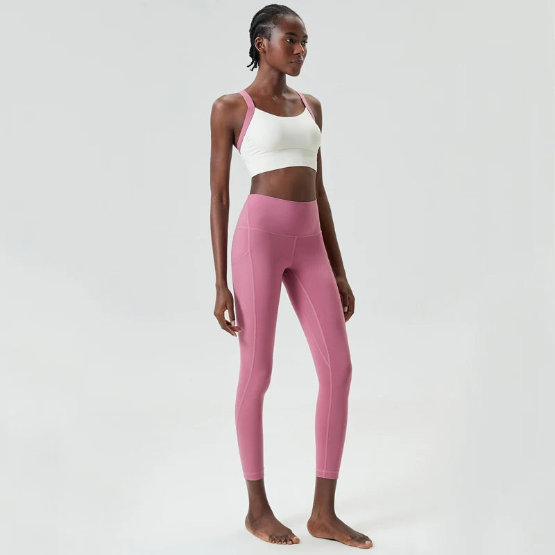 Conjunto Fitness Feminino Fit Diamonds High Impact — Top + Legging com Bolsos e Compressão Premium