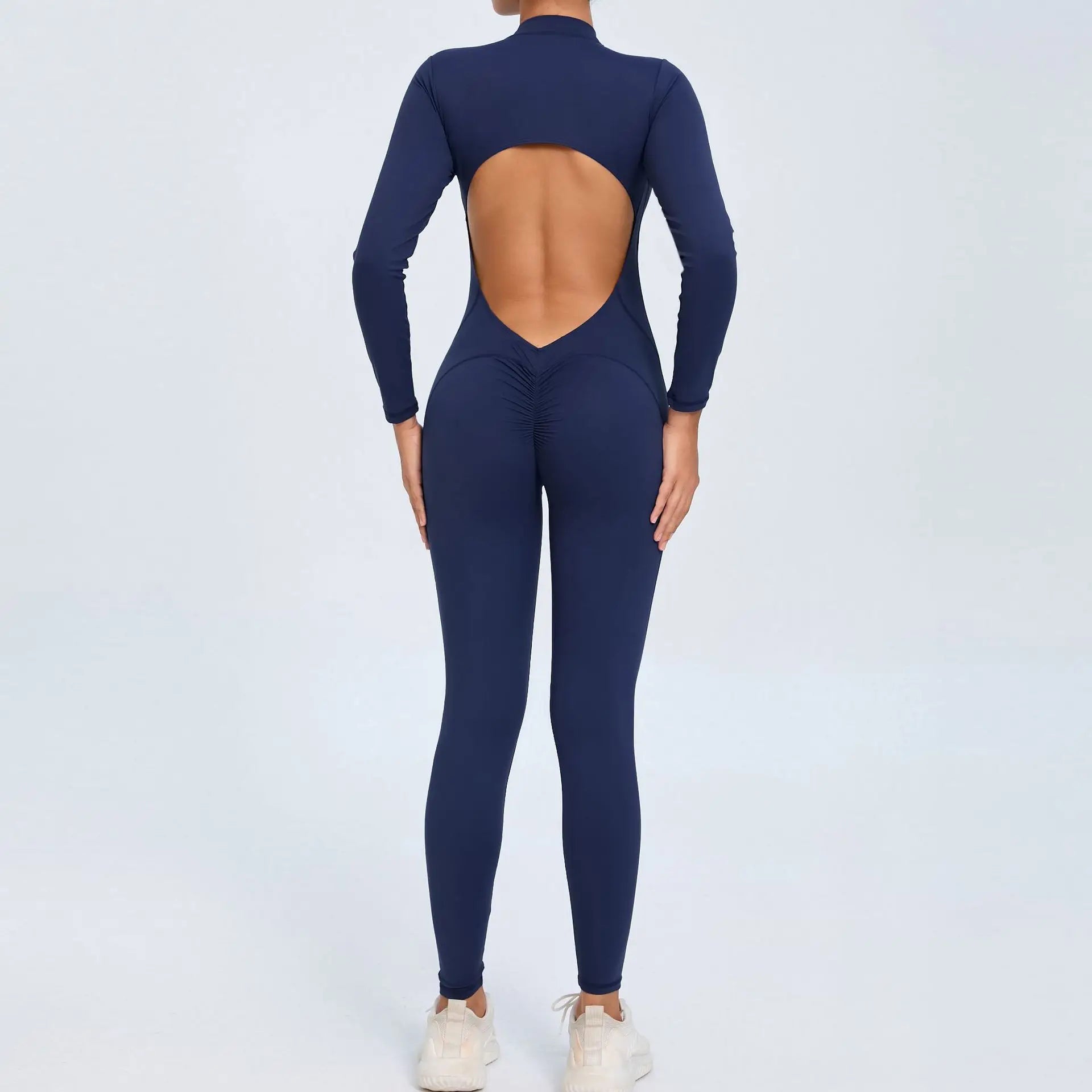 Macacão Fitness Feminino Longo – Manga Comprida, Decote Aberto & Zíper Frontal | One Piece Fit Diamond