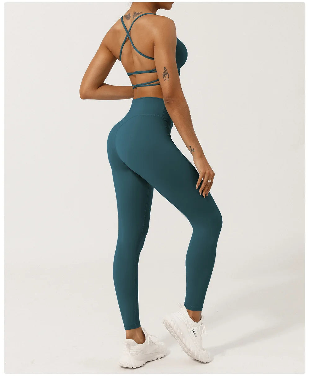 Conjunto Fit Diamond Seamless 2 Peças Top Cropped sem Costura e Calça Legging