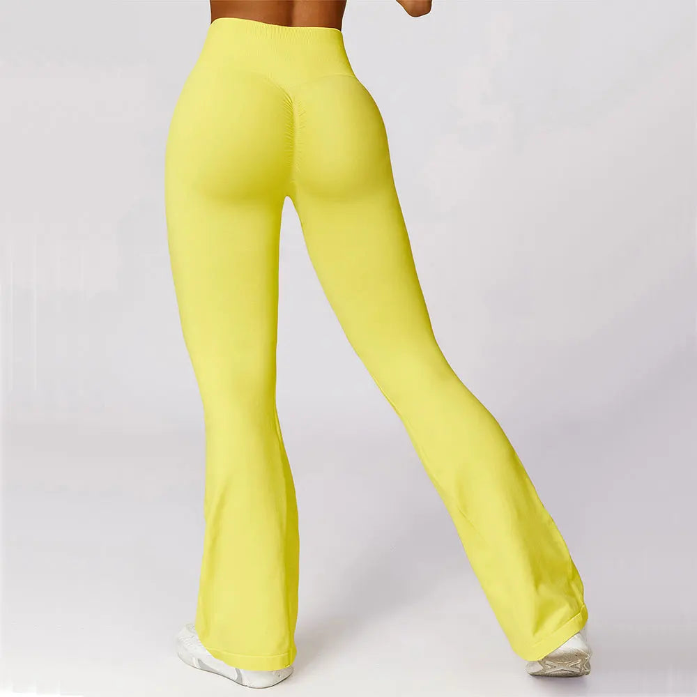Calça Flare Sem Costura – Cintura Alta, Super Elástica, Ideal para Yoga, Dança e Academia