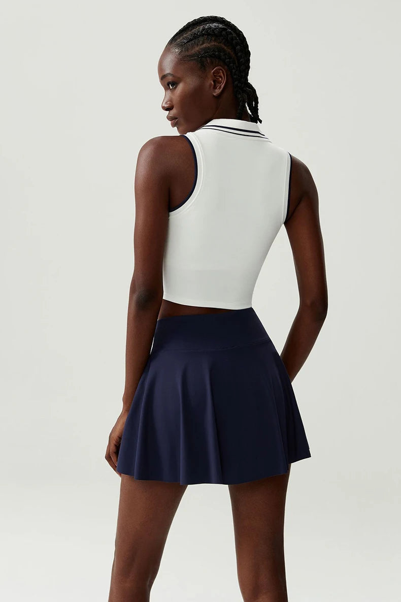 Conjunto Fitness Feminino 2 Peças Fit Diamond – Saia-Short 2 em 1 Summer Tennis
