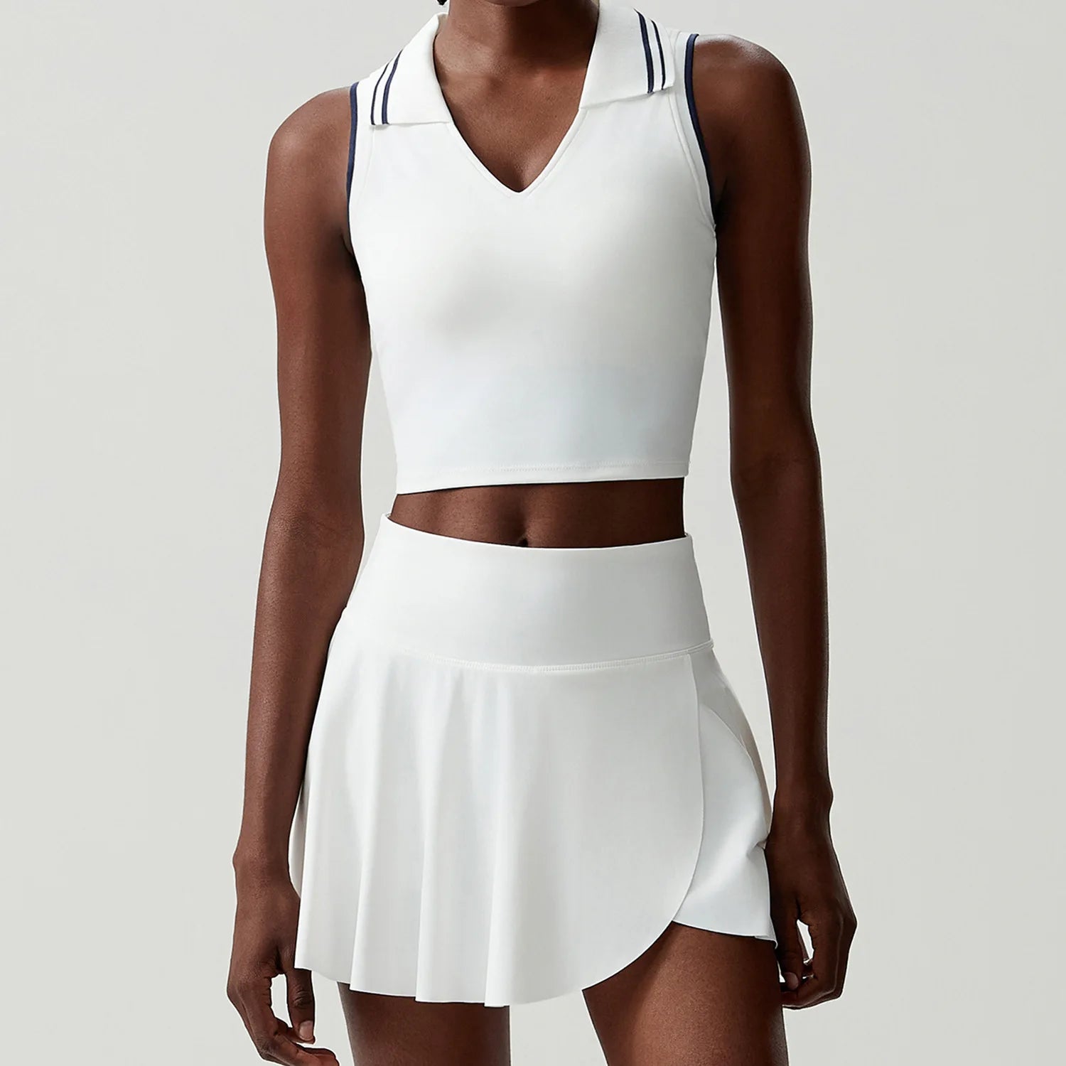 Conjunto Fitness Feminino 2 Peças Fit Diamond – Saia-Short 2 em 1 Summer Tennis