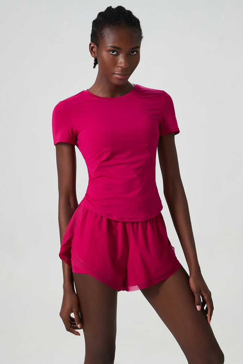 Conjunto Fitness Feminino Short e Blusa Fit Diamond – Summer Slim Fit Manga Curta