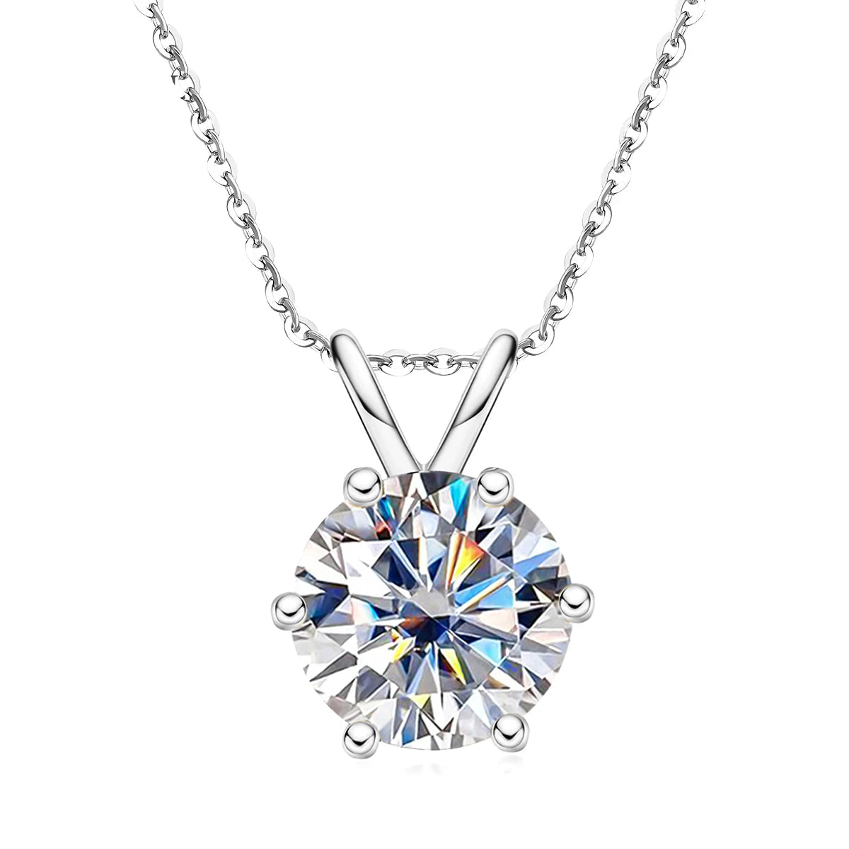 Colar Solitário com Pingente de Moissanita D Color em Prata 925 com Banho de Ouro 18K – 1ct, 3ct ou 5ct