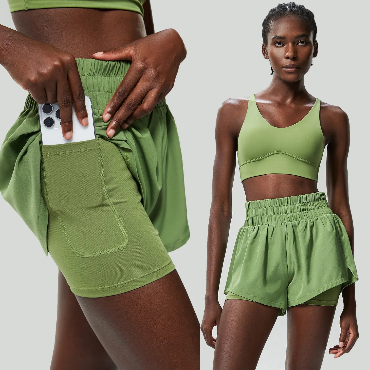 Conjunto Fitness Feminino 2 Peças Fit Diamond – Shorts + Top Summer Respirável