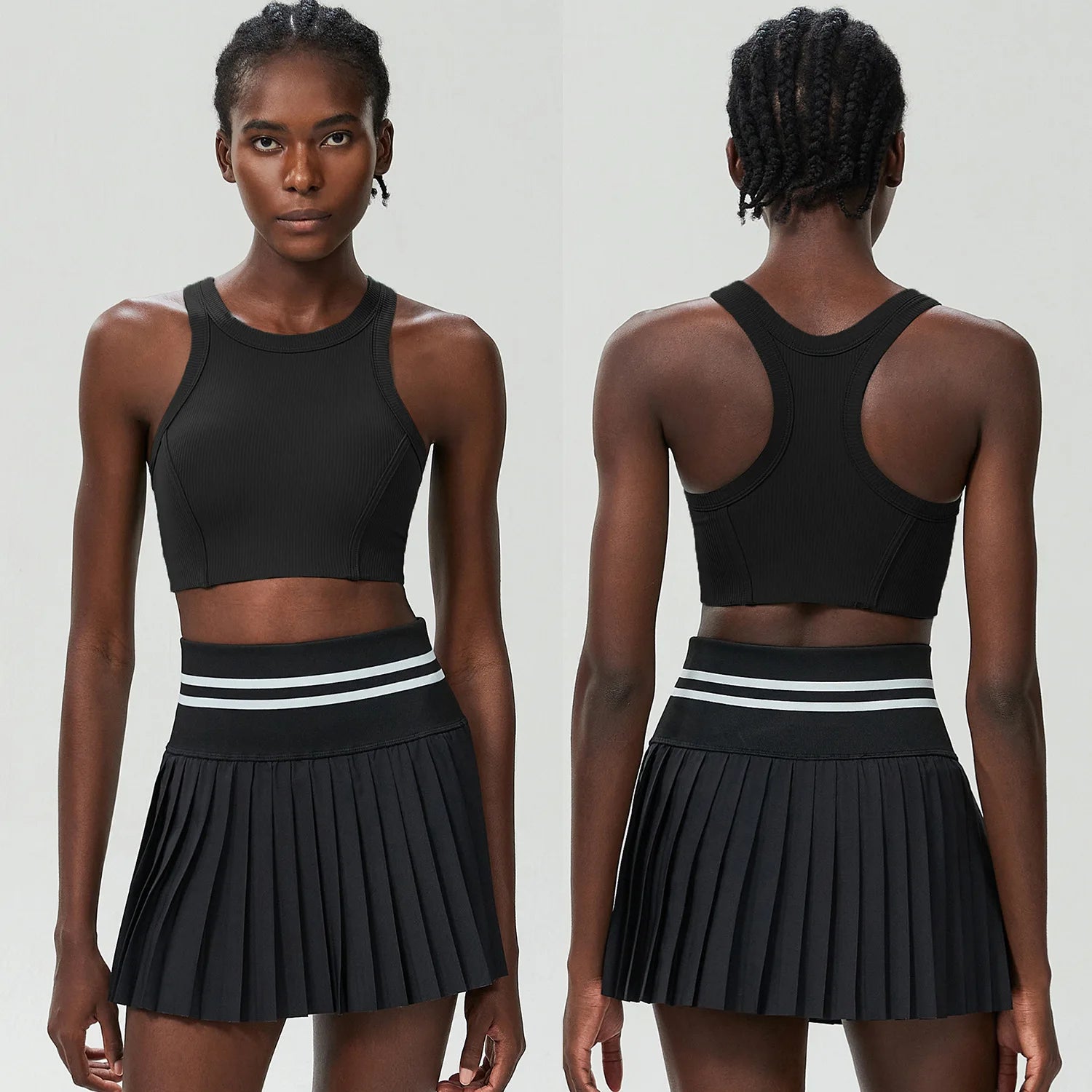 Conjunto Fitness Feminino 2 Peças Fit Diamond – Saia Shorts + Top Slim Fit
