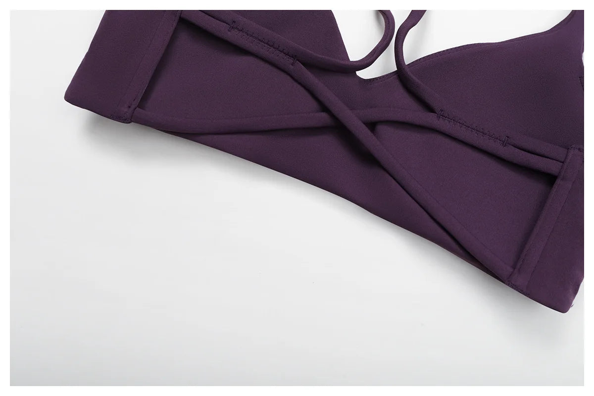 Top Esportivo Feminino Fit Diamond | Cross Shoulder Push Up, Secagem Rápida e Suporte Shockproof