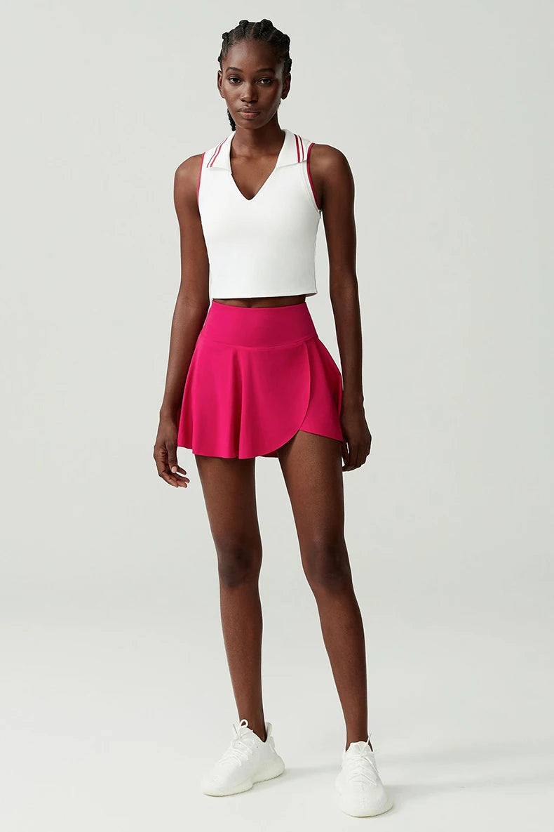 Conjunto Fitness Feminino 2 Peças Fit Diamond – Saia-Short 2 em 1 Summer Tennis