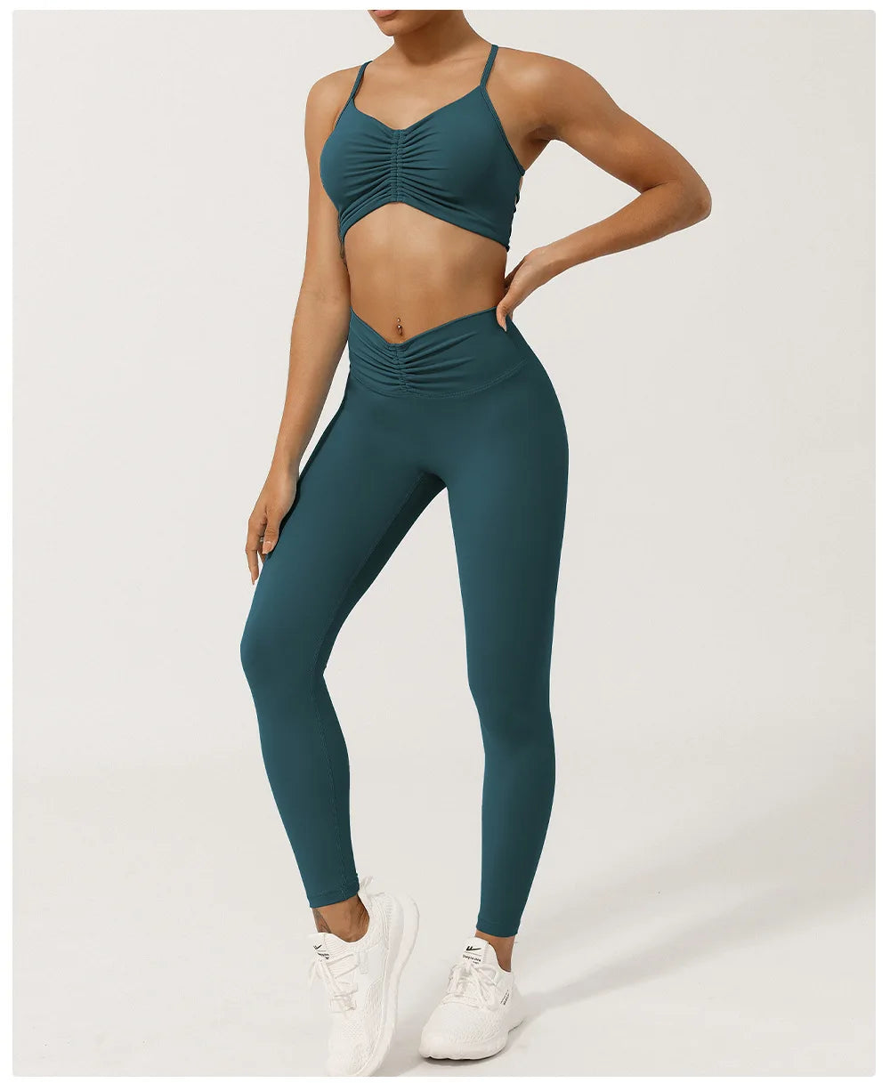 Conjunto Fit Diamond Seamless 2 Peças Top Cropped sem Costura e Calça Legging