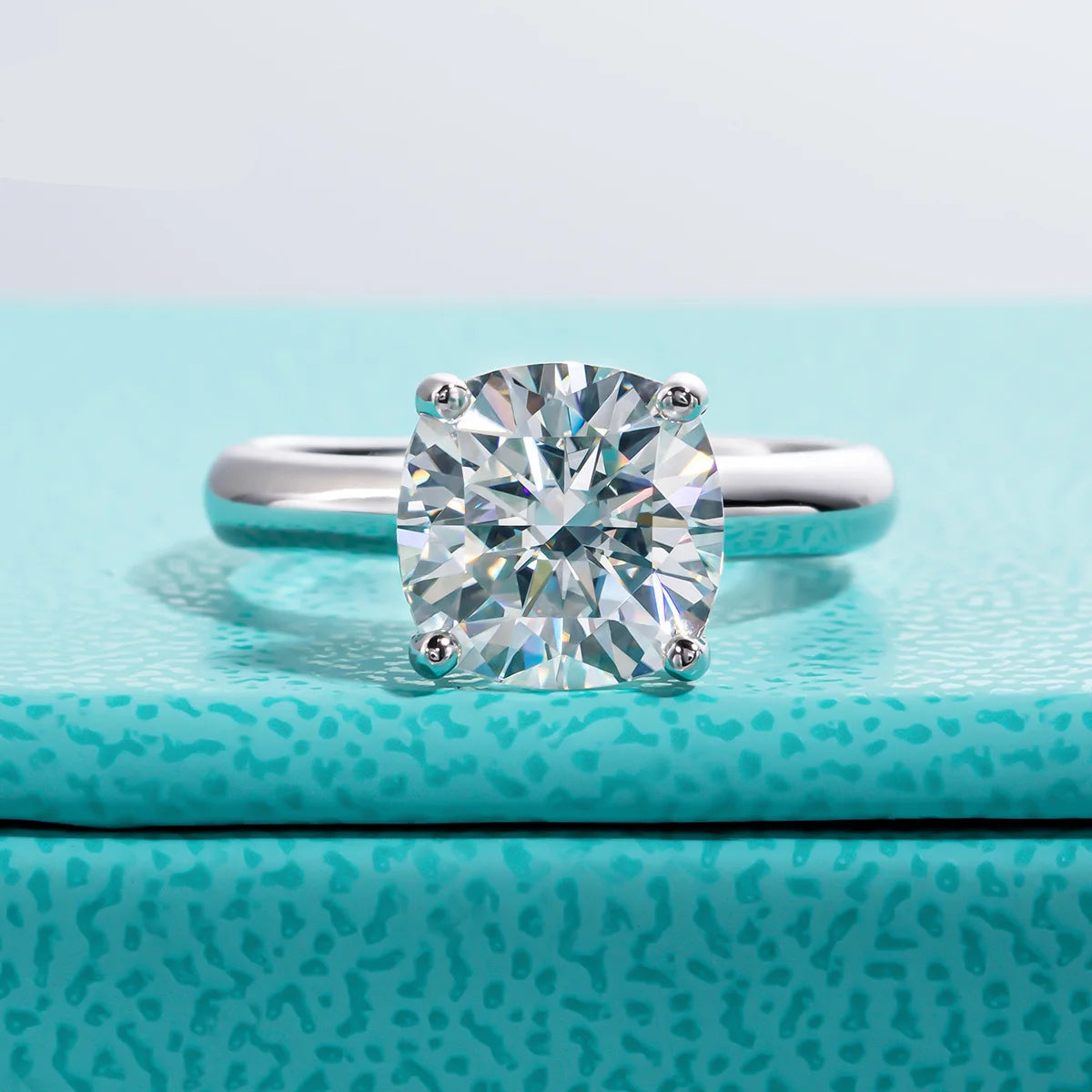 Anel de Noivado Moissanita Cushion Cut 3.5ct em Prata 925