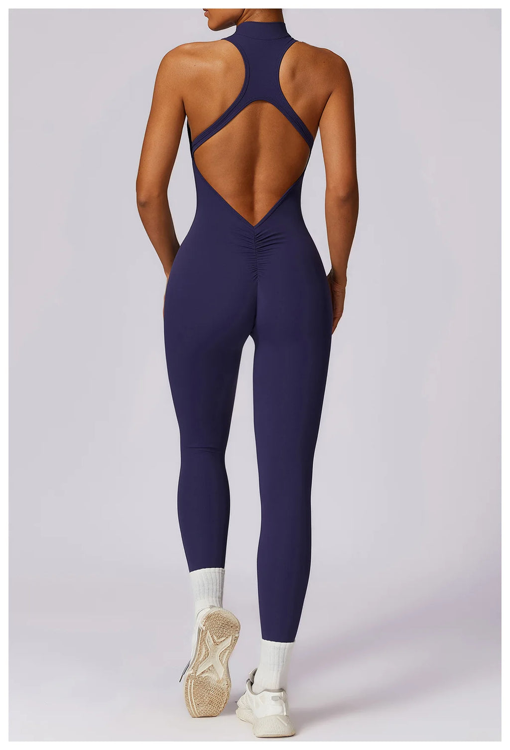 Macacão Fit Diamond com Zíper – Push Up, Compressão e Secagem Rápida