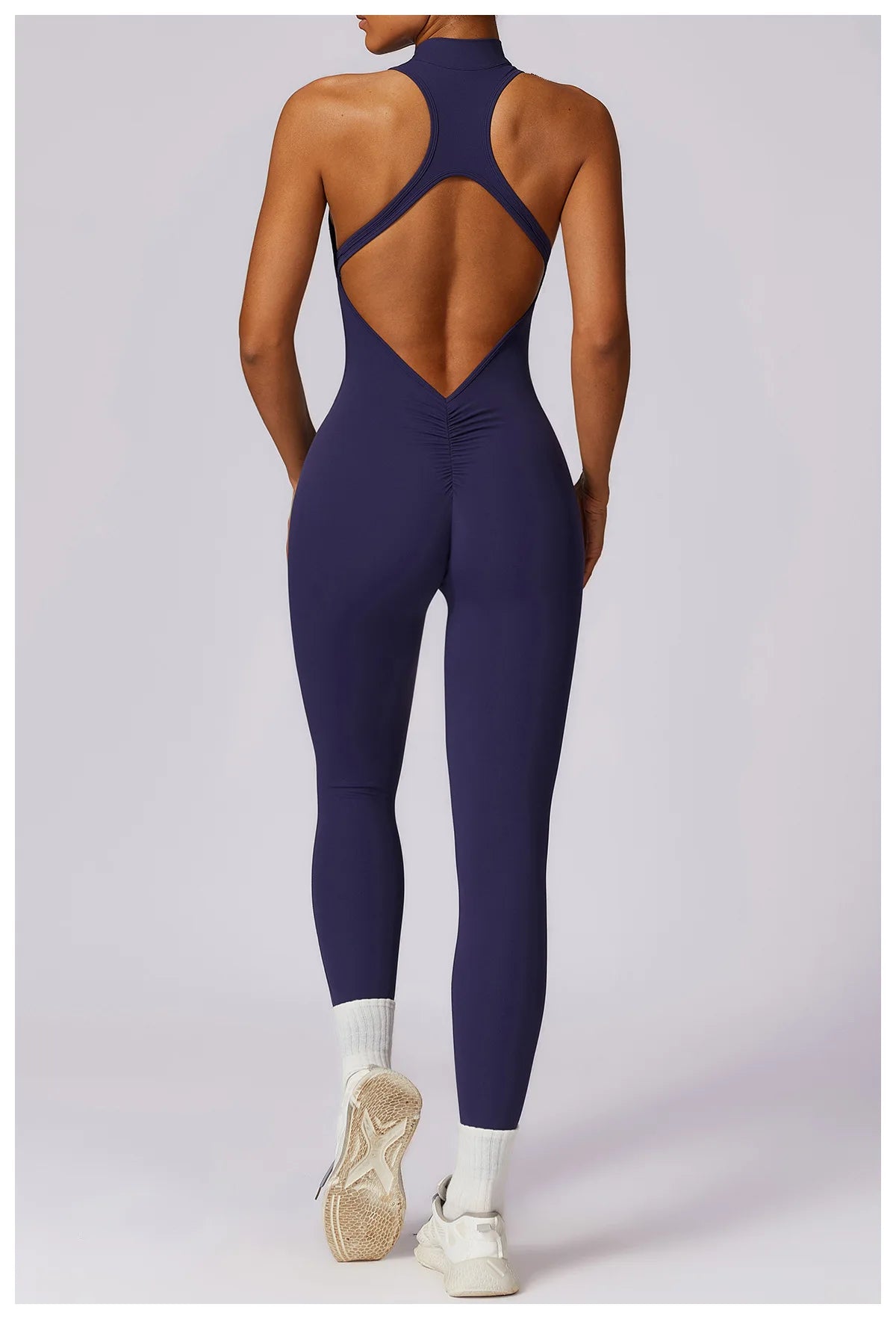 Macacão Fit Diamond com Zíper – Push Up, Compressão e Secagem Rápida