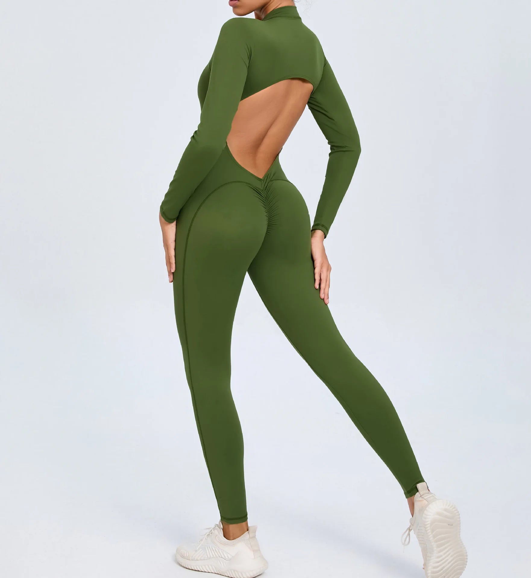Macacão Fitness Feminino Longo – Manga Comprida, Decote Aberto & Zíper Frontal | One Piece Fit Diamond