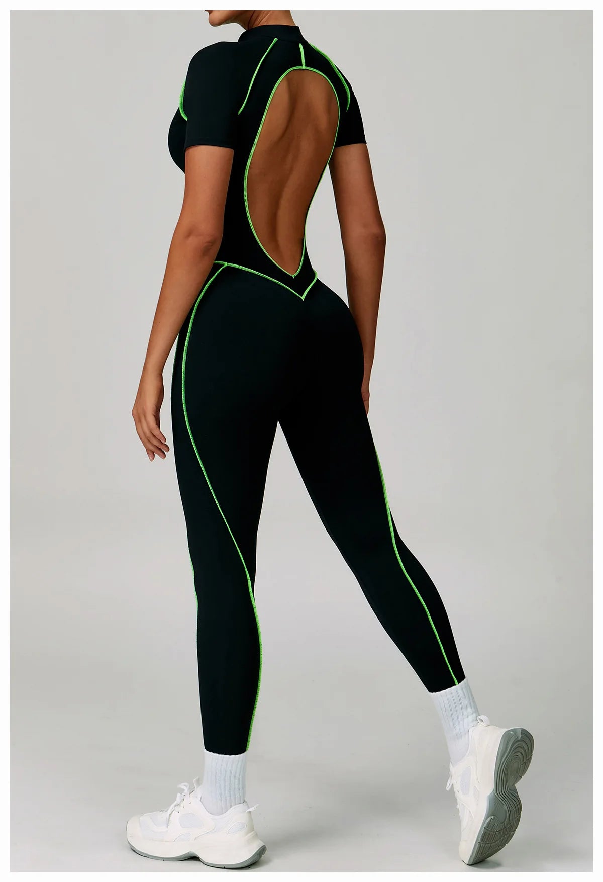 Macacão Fitness Feminino Manga Curta com Zíper – Push Up One Piece | Fit Diamond