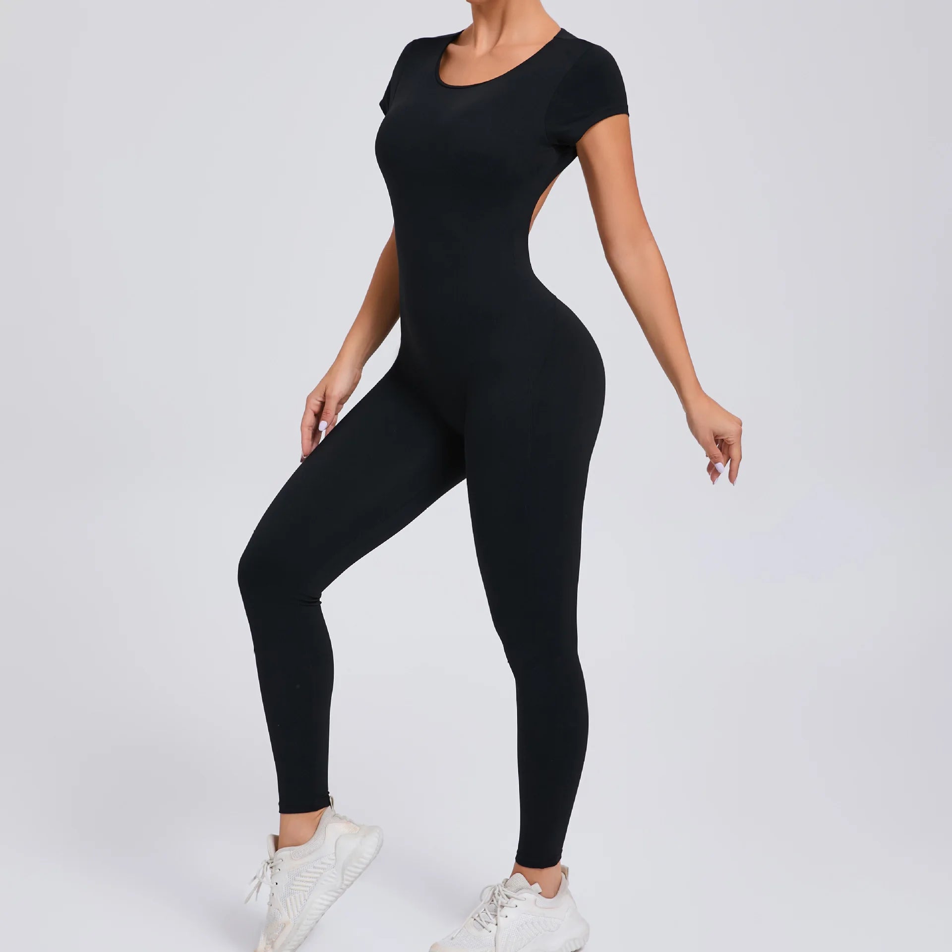 Macacão Fitness Feminino One Piece – Manga Curta, Modelagem Push Up, Yoga & Treino Fit Diamond