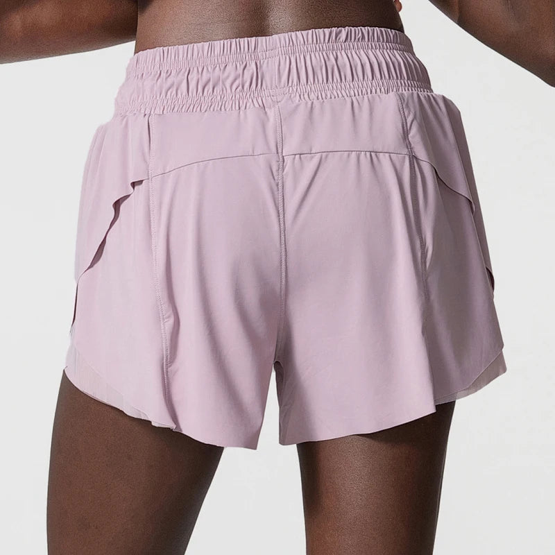 Short Fitness Cós Alto Feminino Fit Diamond – Outdoor Loose 2 em 1 com Cordão