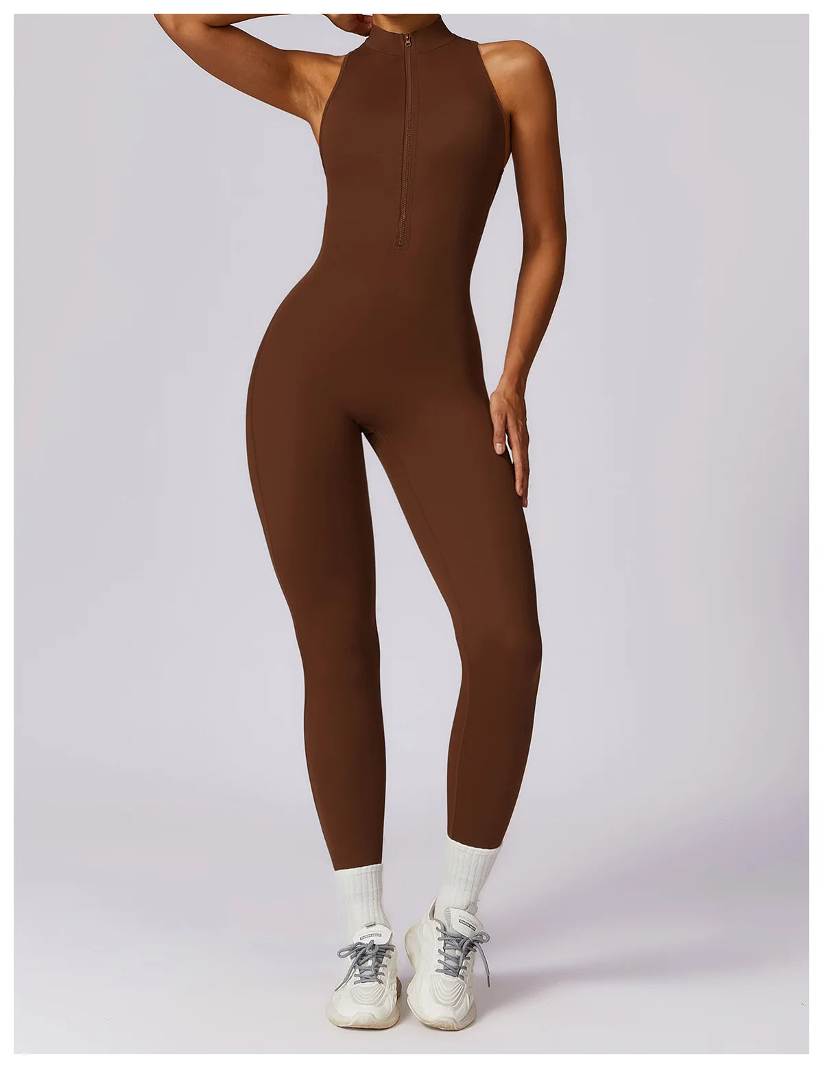 Macacão Fit Diamond com Zíper – Push Up, Compressão e Secagem Rápida