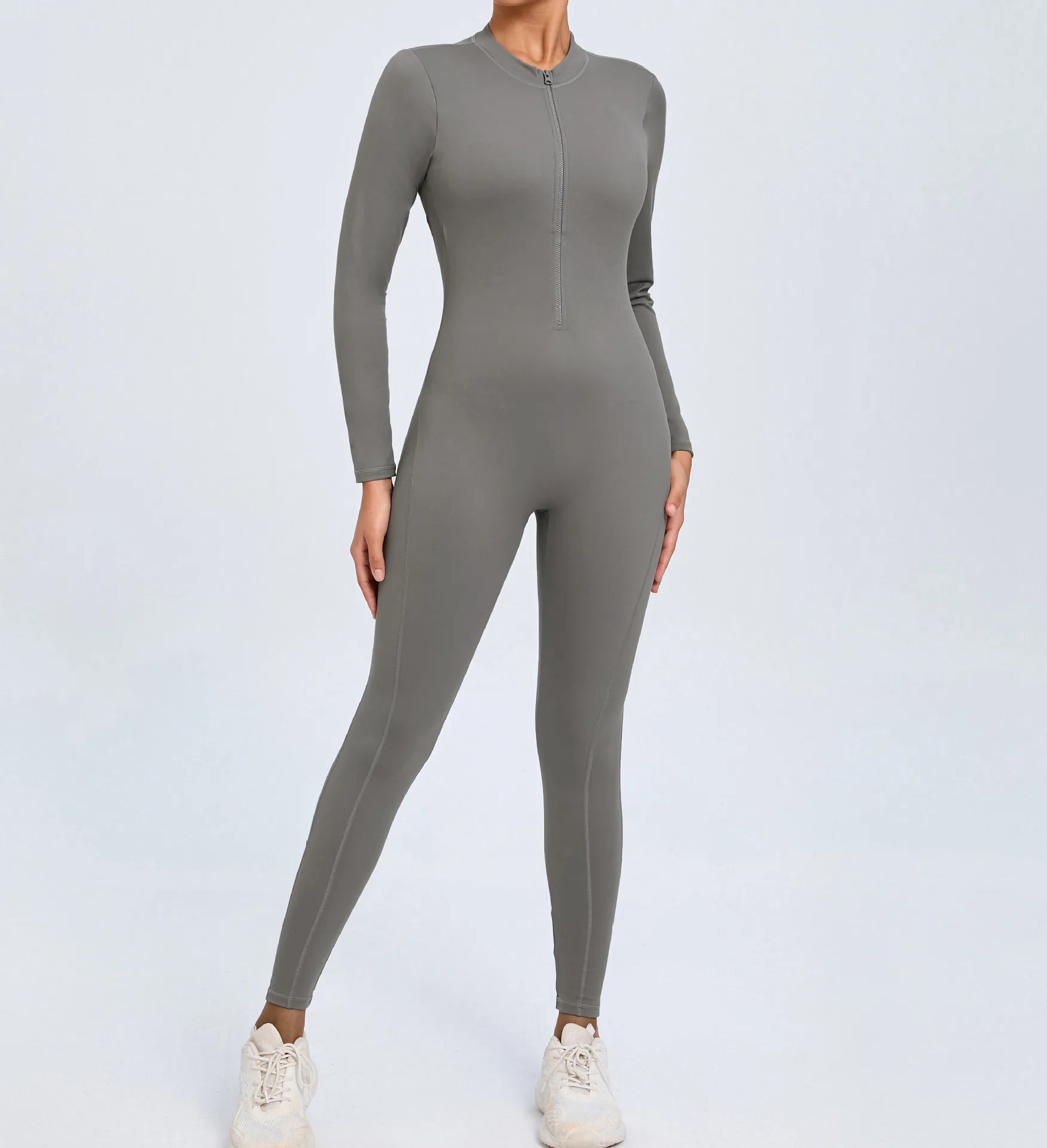 Macacão Fitness Feminino Longo – Manga Comprida, Decote Aberto & Zíper Frontal | One Piece Fit Diamond