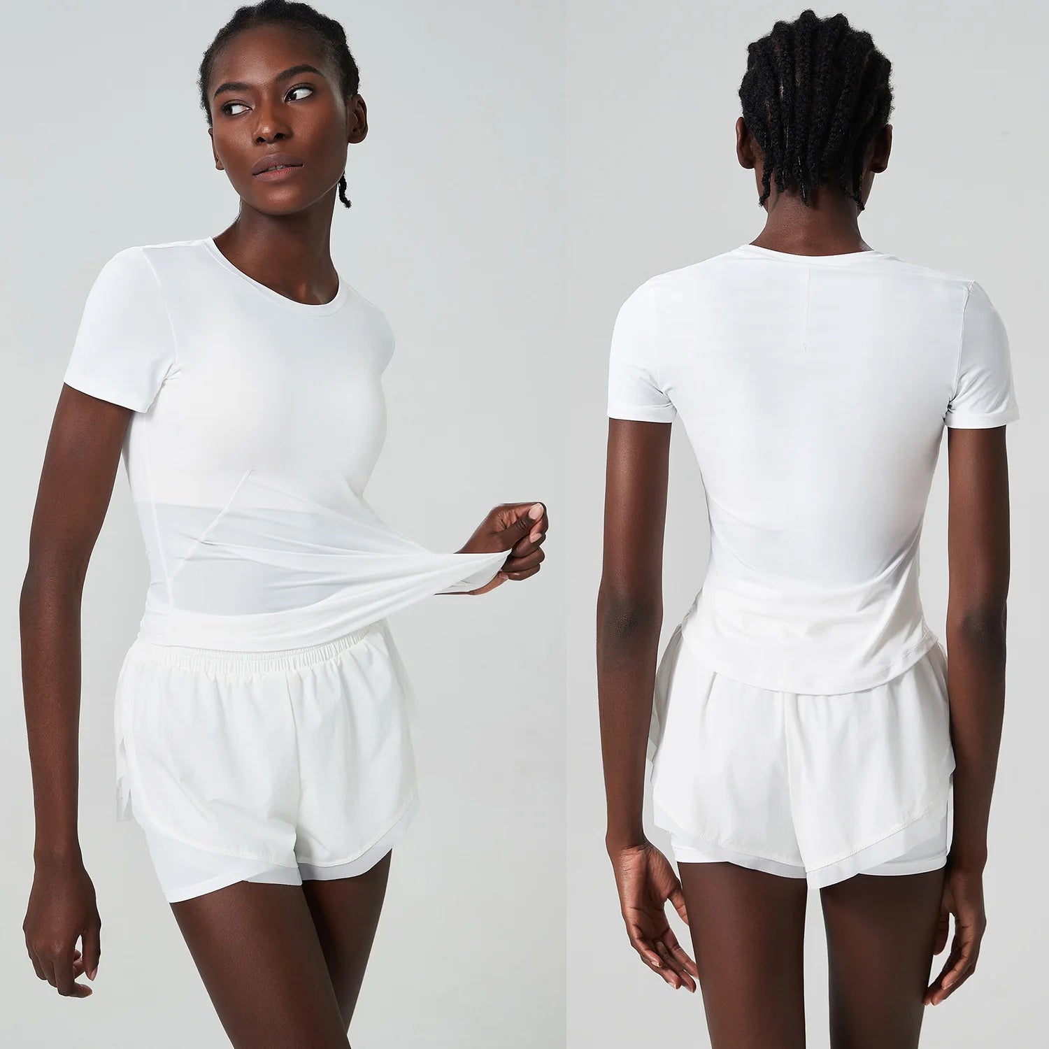 Conjunto Fitness Blusa e Short Feminino 2 Peças Fit Diamond – Summer Shorts + Blusa em Lycra