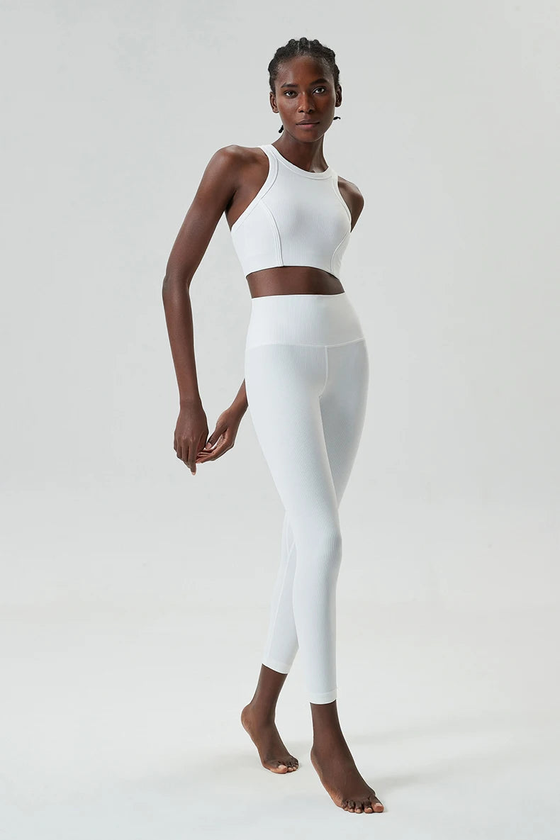 Conjunto Fitness Top e Calça Feminino 2 Peças Fit Diamond – Ribbed Slim Fit Alta Sustentação