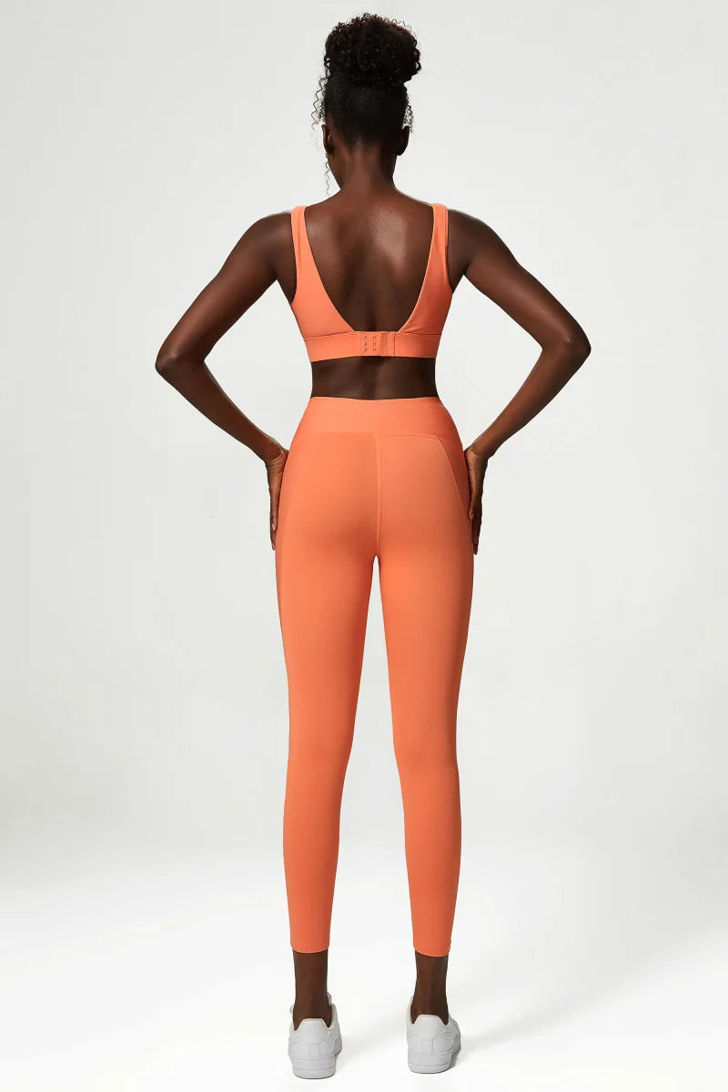Conjunto Fitness Feminino 2 Peças Fit Diamond – Top + Legging Cintura Alta Slim Fit
