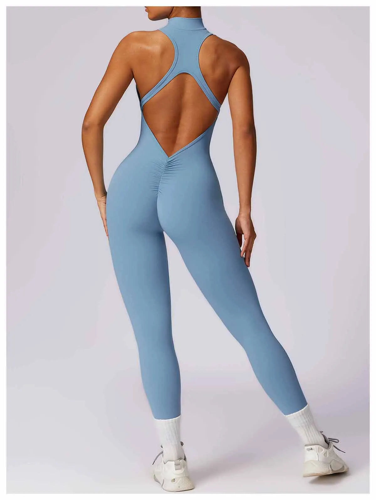 Macacão Fit Diamond com Zíper – Push Up, Compressão e Secagem Rápida
